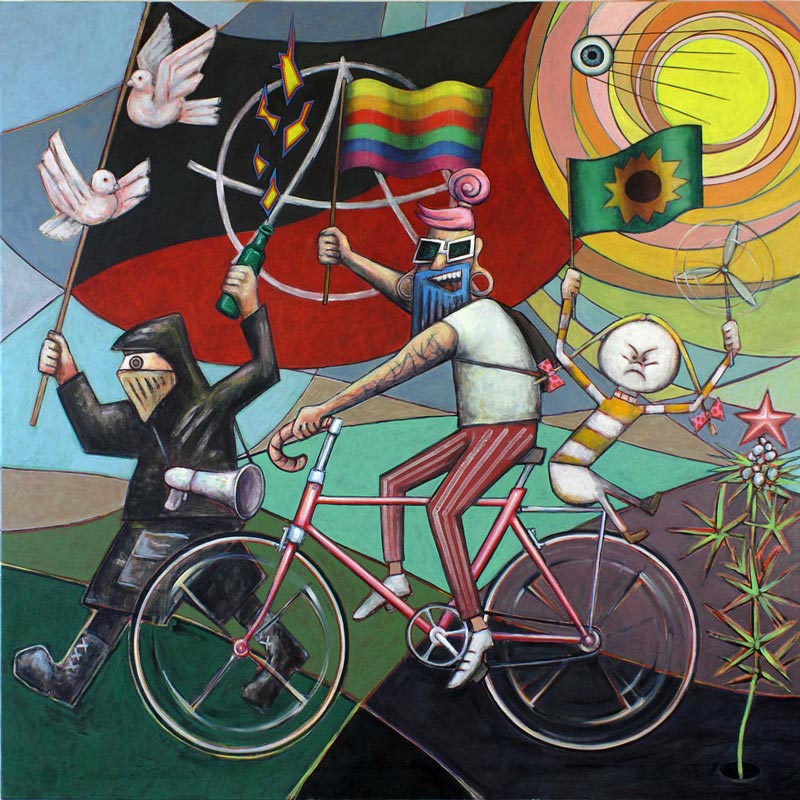 "Zivilgesellschaft", 150x150cm, Acryl,Öl/Lwd, 2023